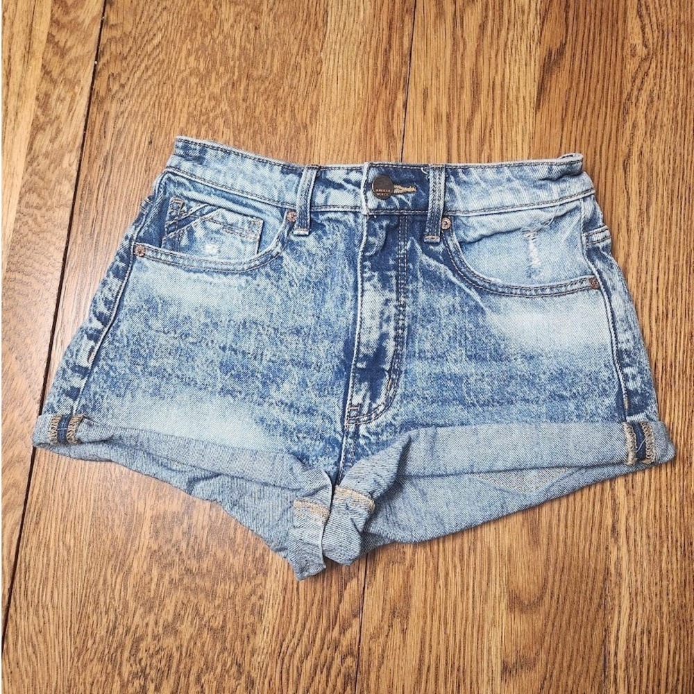 Buckle Black Fit No. 75 Acid Wash High Rise Distressed Denim Shorts Size 25 G36